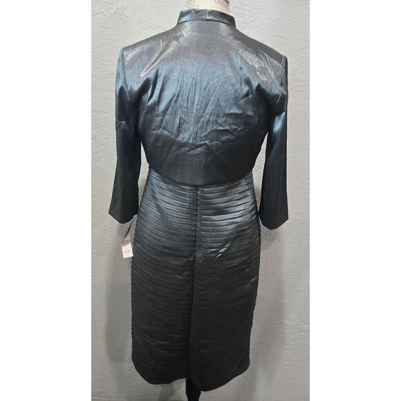 R&M Richards Silver Spaghetti Strap Midi Evening Dress & Matching Blazer 2 Piece - Picture 5 of 10